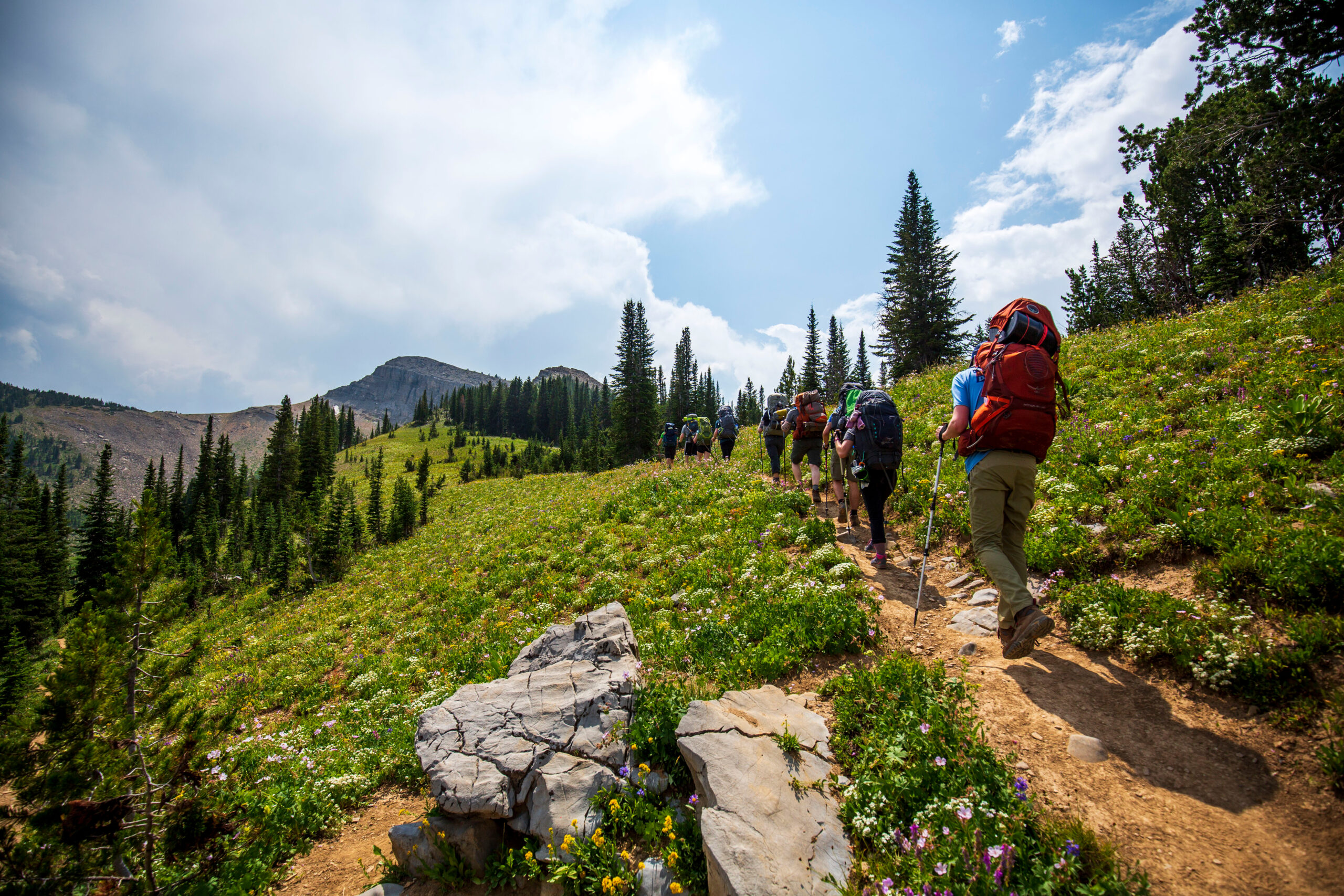 hiking in the mountains